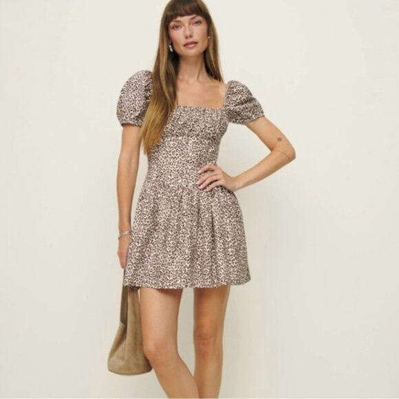 NWT Reformation Cotton Marielle Mini Dress - Mini Leo size 10 reg $226 - Picture 4 of 10